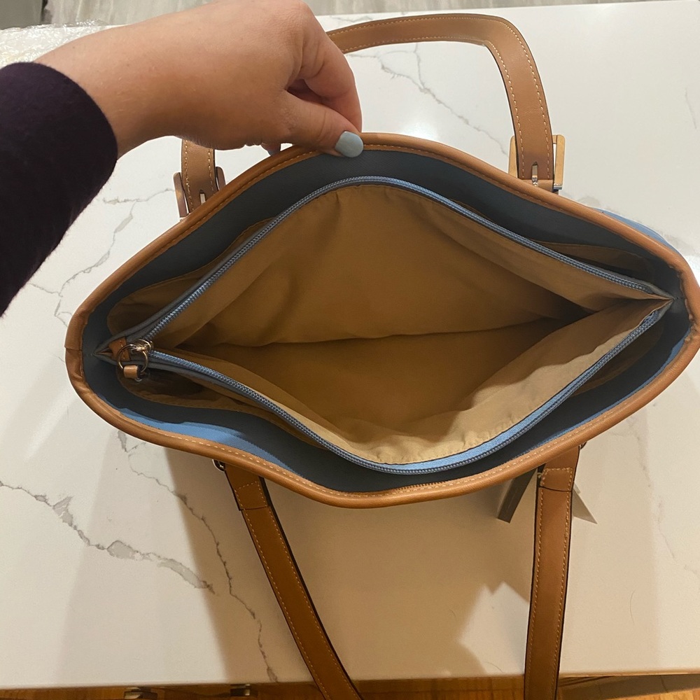 Giani Bernini Saffiano Tote Light Blue Tan NWT - Picture 10 of 16